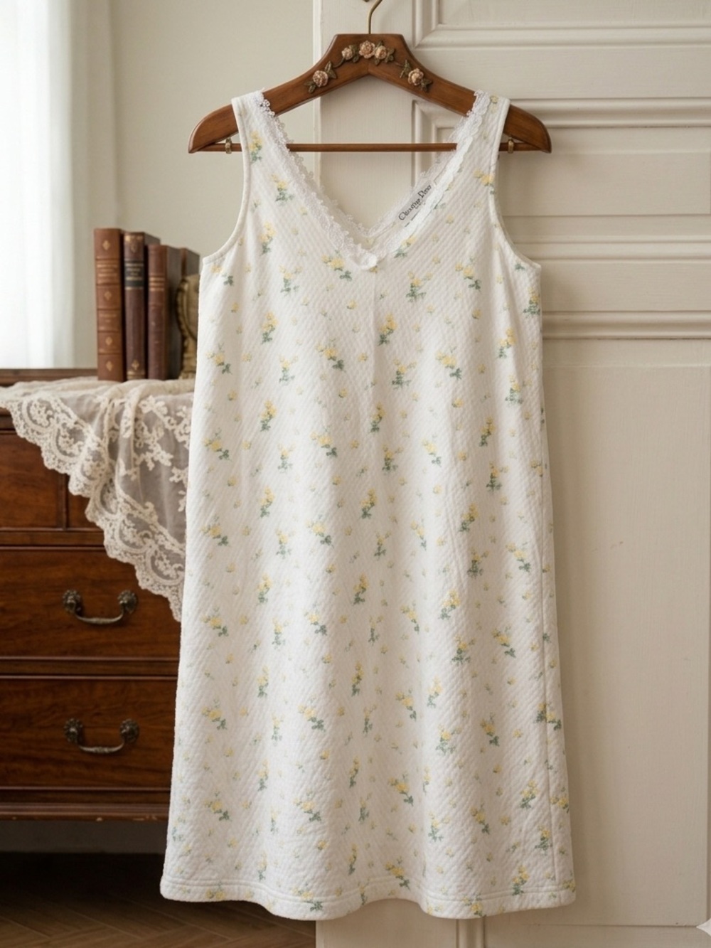 Vintage Christian Dior Cotton Floral Sleeveless Nightgown  - Size S - NWOT